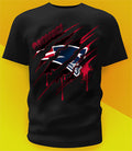 New England Patriots Ripped Claw Design Tee on black shirt