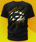Green Bay Packers Ripped Claw Design Tee on black shirt