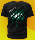 New York Jets Ripped Claw Design Tee on black shirt