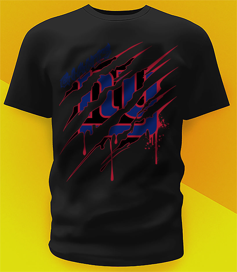 New York Giants Ripped Claw Design Tee on black shirt