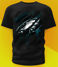 Philadelphia Eagles Ripped Claw Design Tee on black shirt