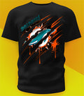 Miami Dolphins Ripped Claw Design Tee on black shirt