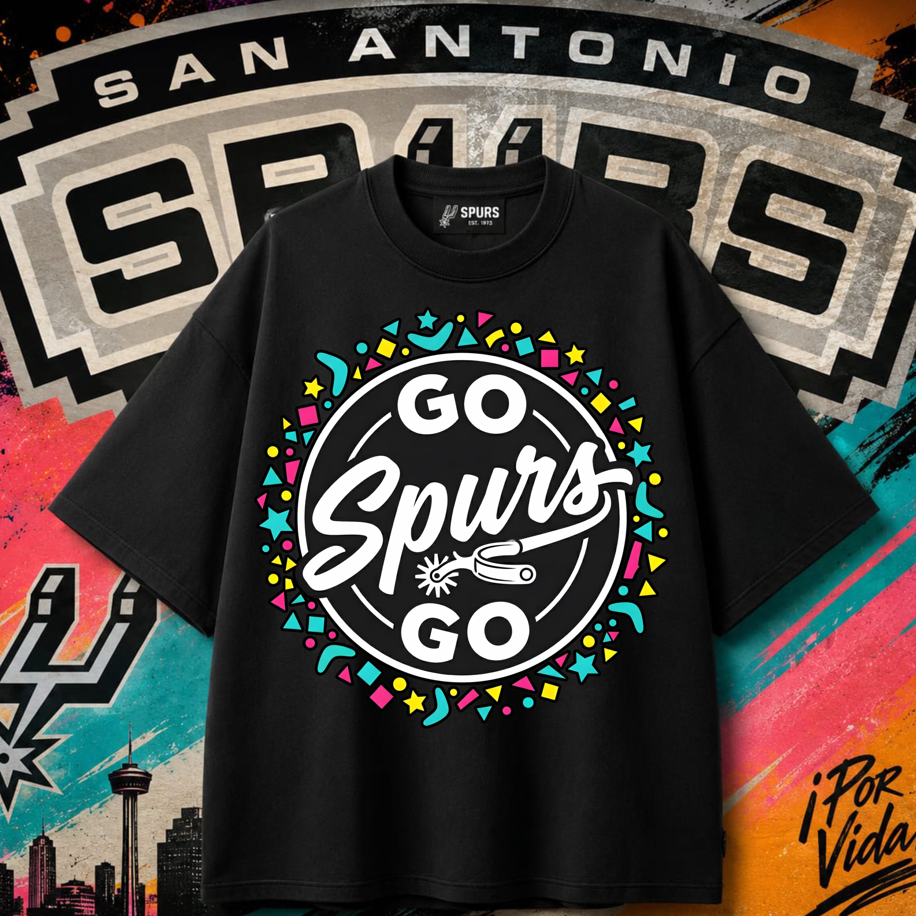 Go Spurs Go – Fiesta Confetti Circle Tee