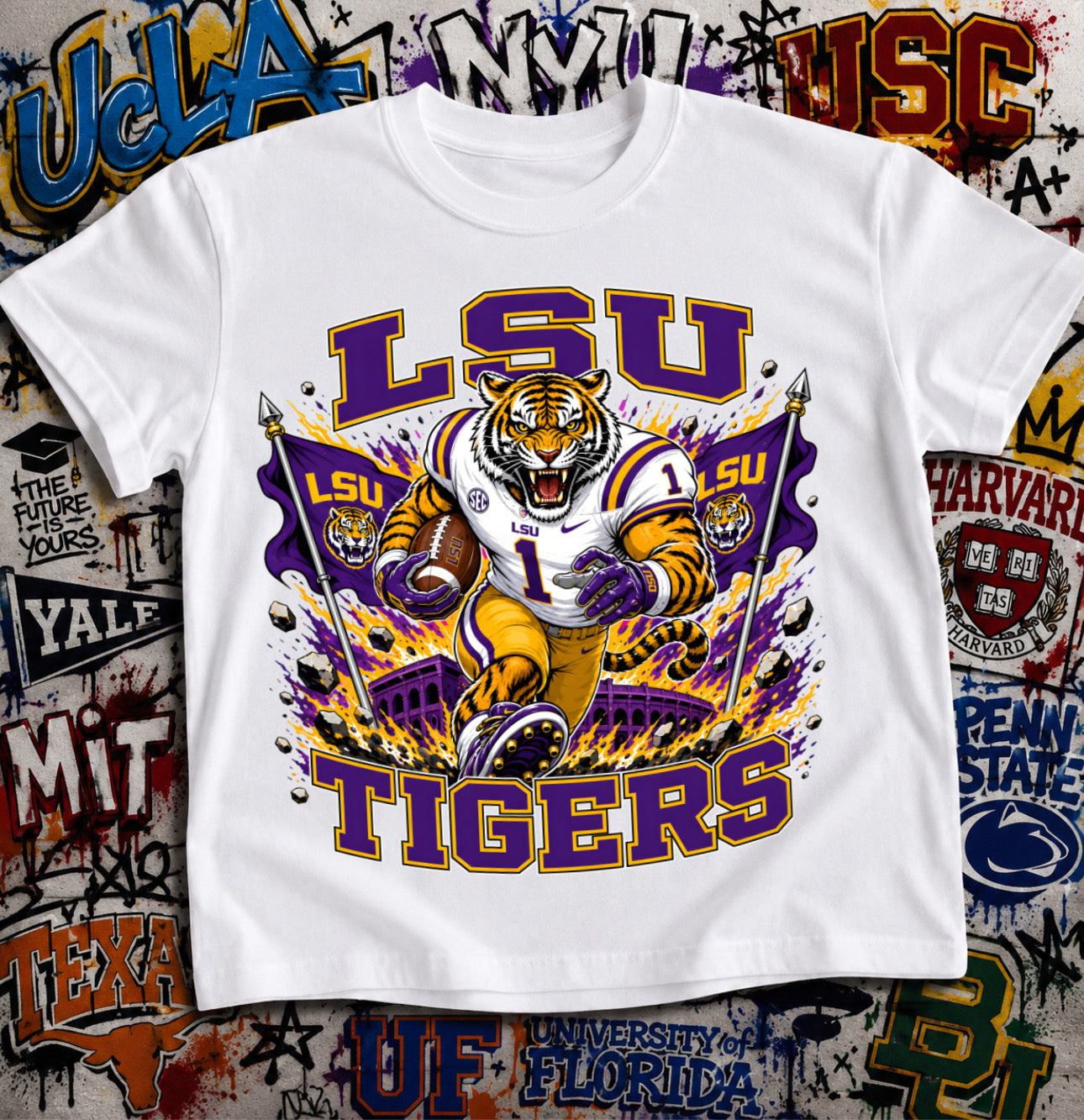 LSU Tigers Football Shirt - Tiger mascot in SEC gear