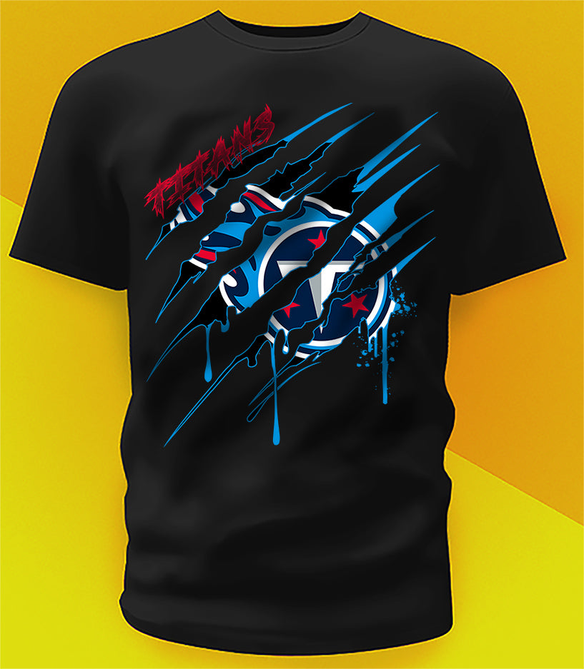 Tennessee Titans Ripped Claw Design Tee on black shirt