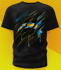 Los Angeles Chargers Ripped Claw Design Tee on black shirt