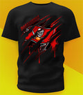 Tampa Bay Buccaneers Ripped Claw Design Tee on black shirt