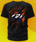 Denver Broncos Ripped Claw Design Tee on black shirt