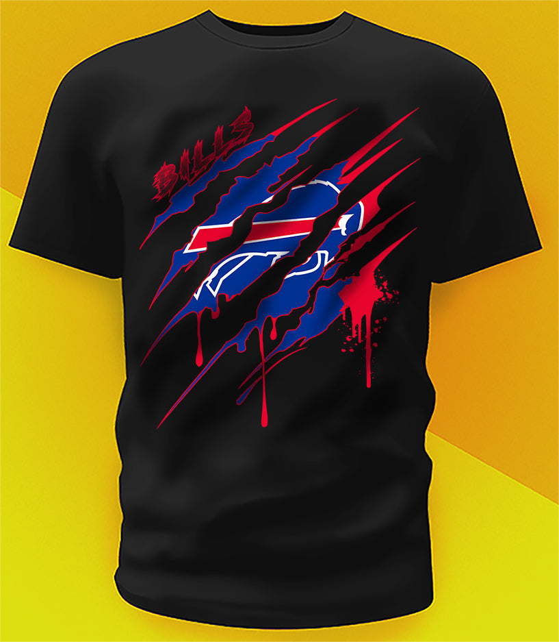 Buffalo Bills Ripped Claw Design Tee on black shirt