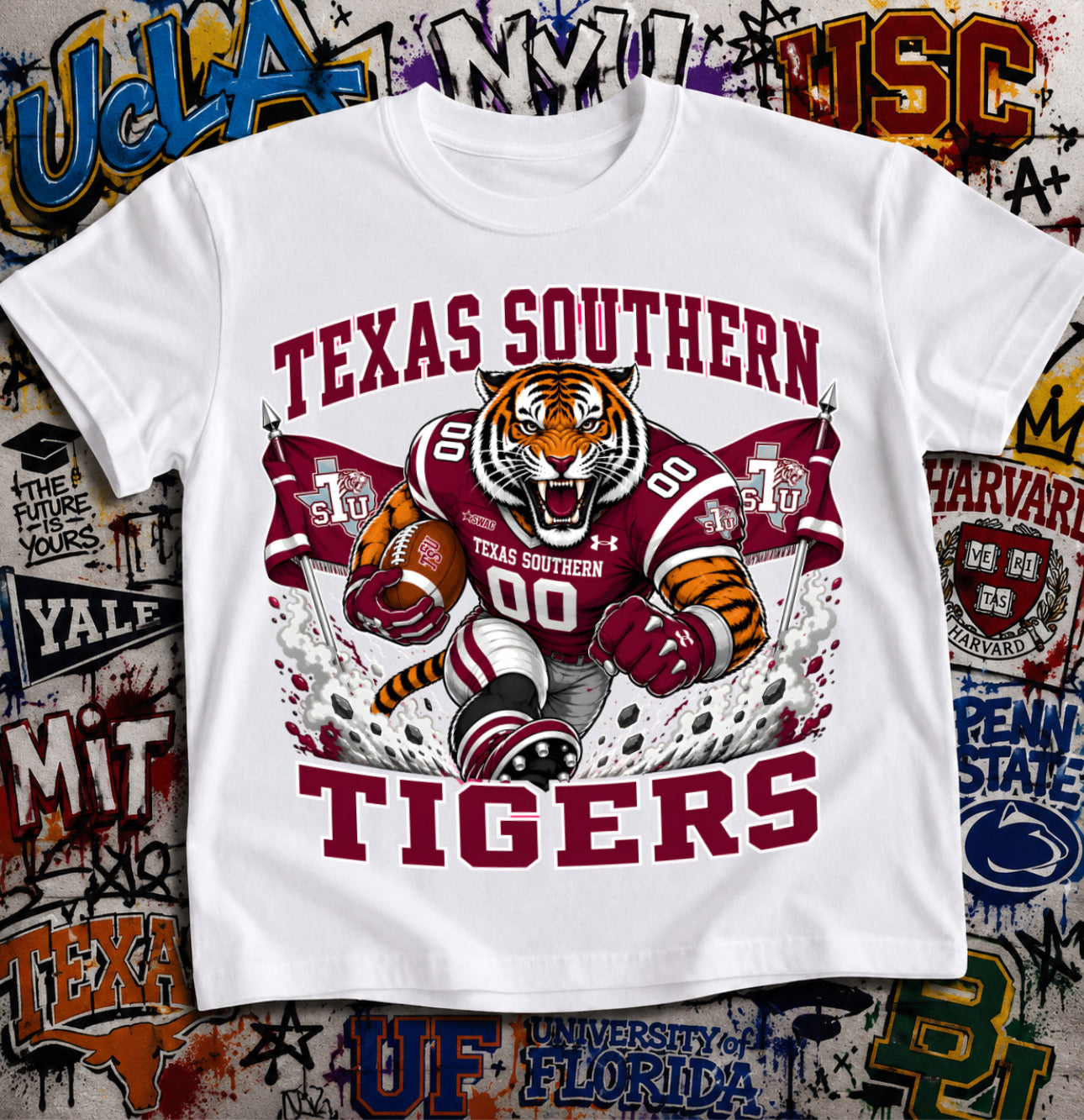 Texas Southern Tigers Football Shirt - Tiger mascot in SWAC gear