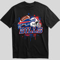 Buffalo Bills splash design graphic tee on black shirt