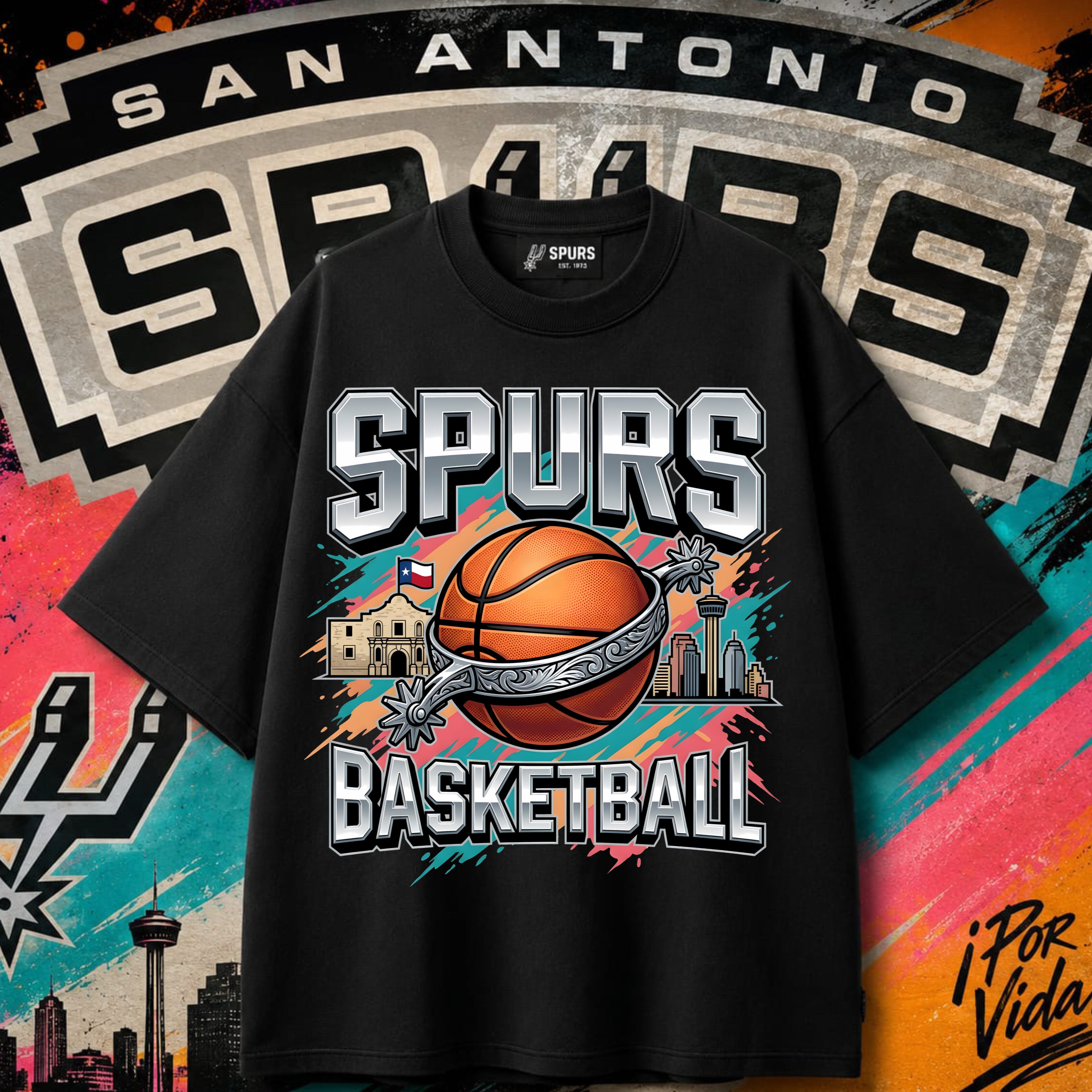 Go Spurs Go – Holographic Aztec Tee