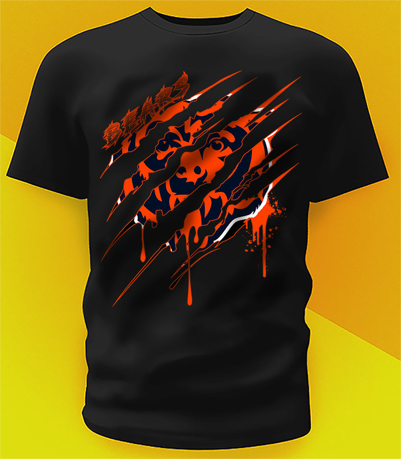 Chicago Bears Ripped Claw Design Tee on black shirt