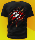 San Francisco 49ers Ripped Claw Design Tee on black shirt