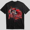 Atlanta Falcons splash design graphic tee on black shirt
