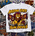 Arizona State Sun Devils Football Shirt - Sparky the Sun Devil mascot in ASU football gear