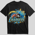 Los Angeles Chargers splash design graphic tee on black shirt