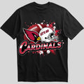 Arizona Cardinals splash design graphic tee on black shirt