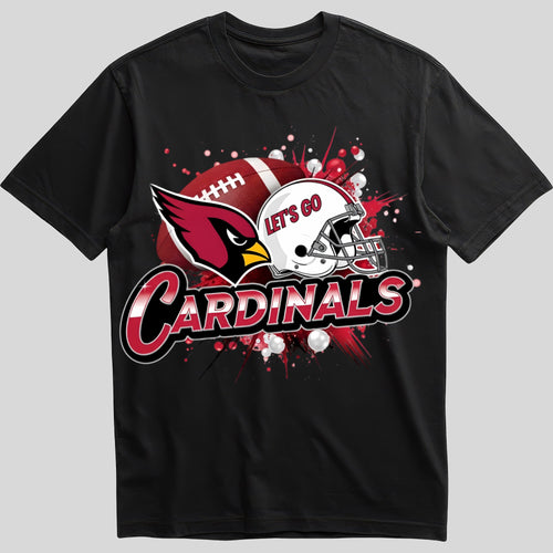 Arizona Cardinals splash design graphic tee on black shirt