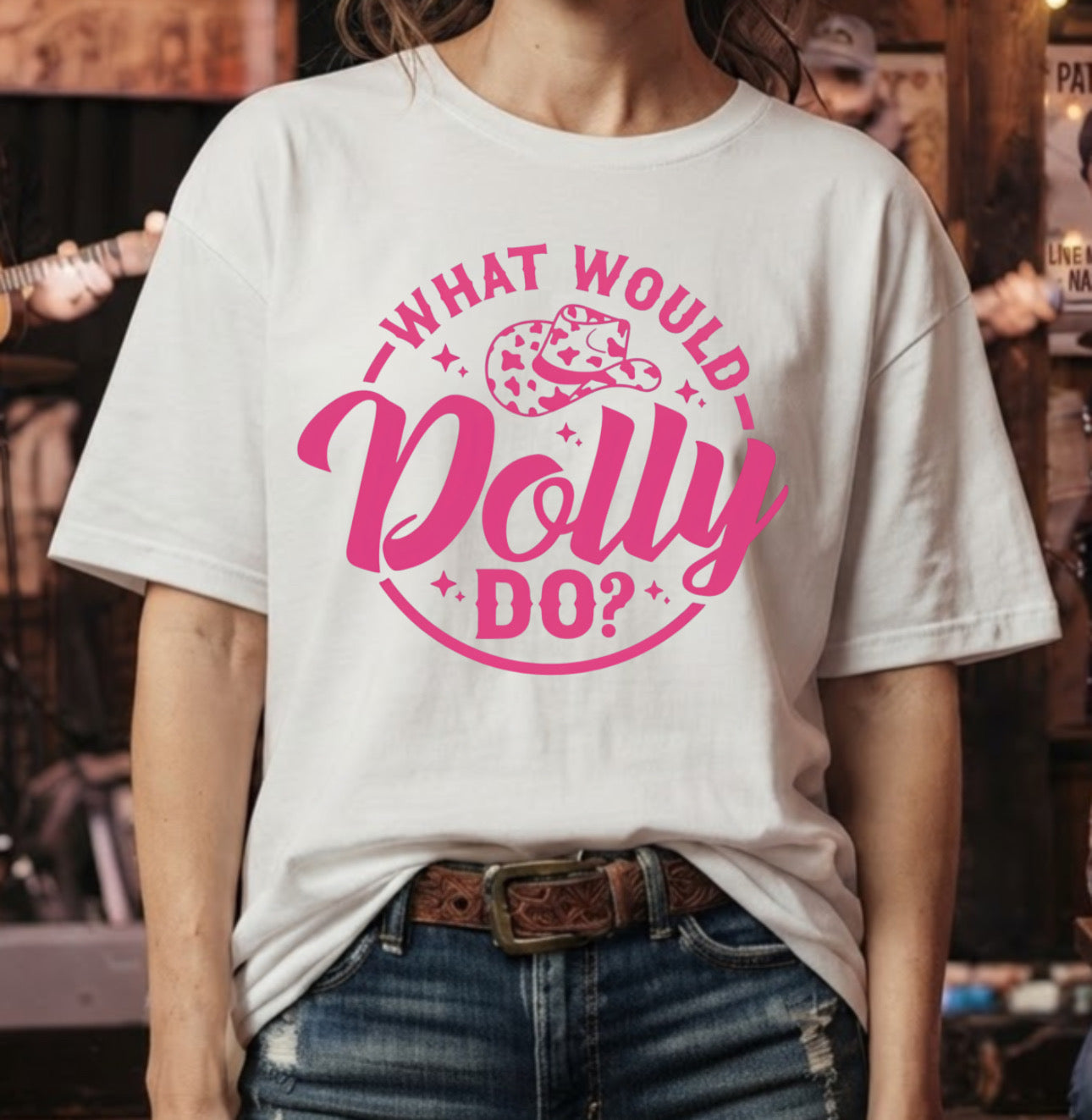 Dolly Parton What Would Dolly Do T-Shirt - hot pink graphic tee