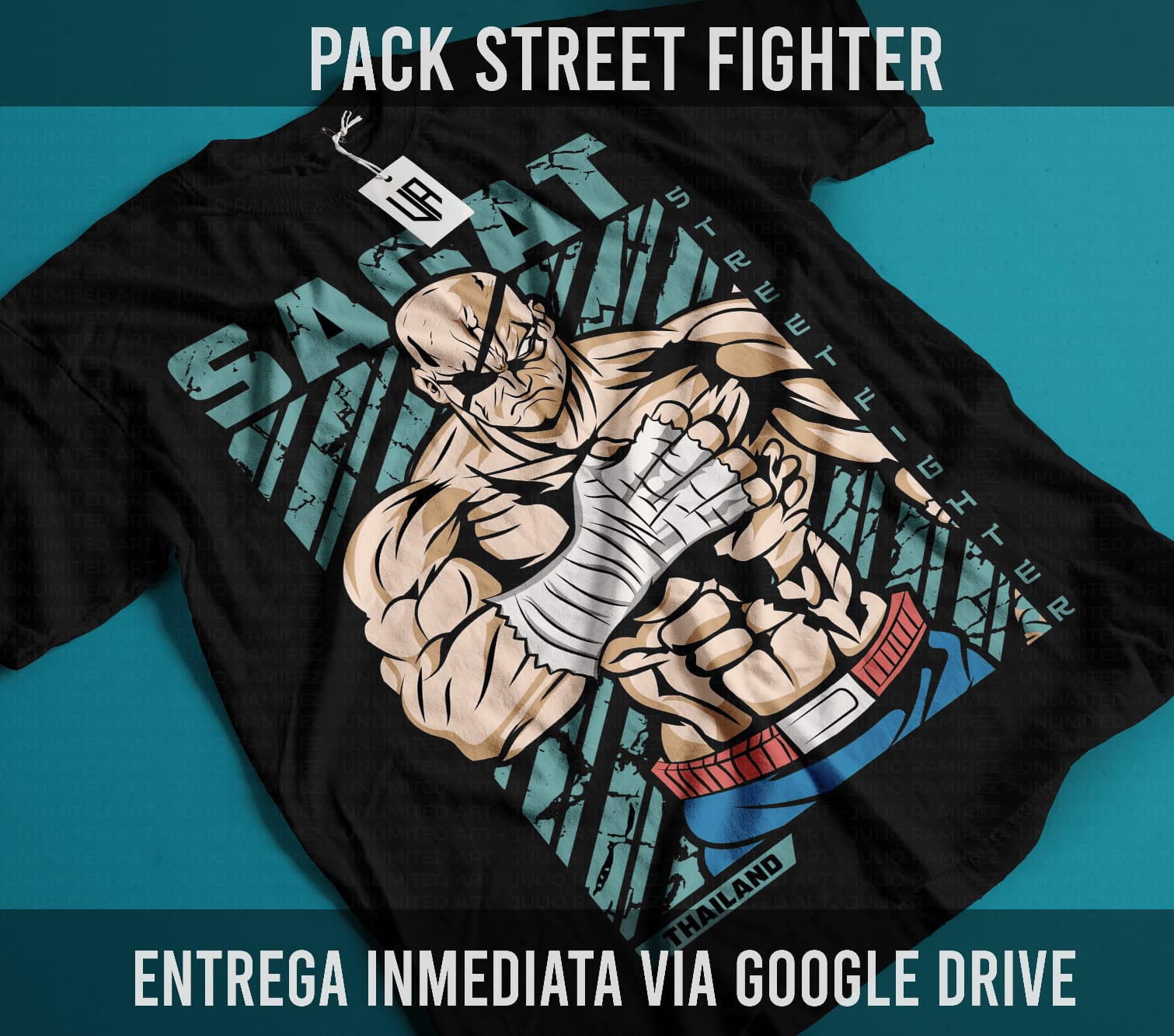 Sagat Street Fighter graphic tee - black