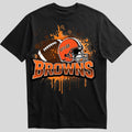 Cleveland Browns splash design graphic tee on black shirt
