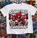 Stanford Cardinal Football Shirt - Cardinal bird mascot in Stanford football gear