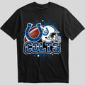 Indianapolis Colts splash design graphic tee on black shirt