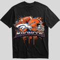 Denver Broncos splash design graphic tee on black shirt