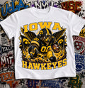 Iowa Hawkeyes Football Shirt - Herky the Hawk mascot in Iowa football gear