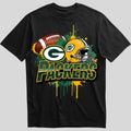 Green Bay Packers splash design graphic tee on black shirt