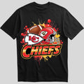 Kansas City Chiefs splash design graphic tee on black shirt