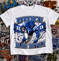Duke Blue Devils Football Shirt - Blue Devil mascot in Duke football gear with trident