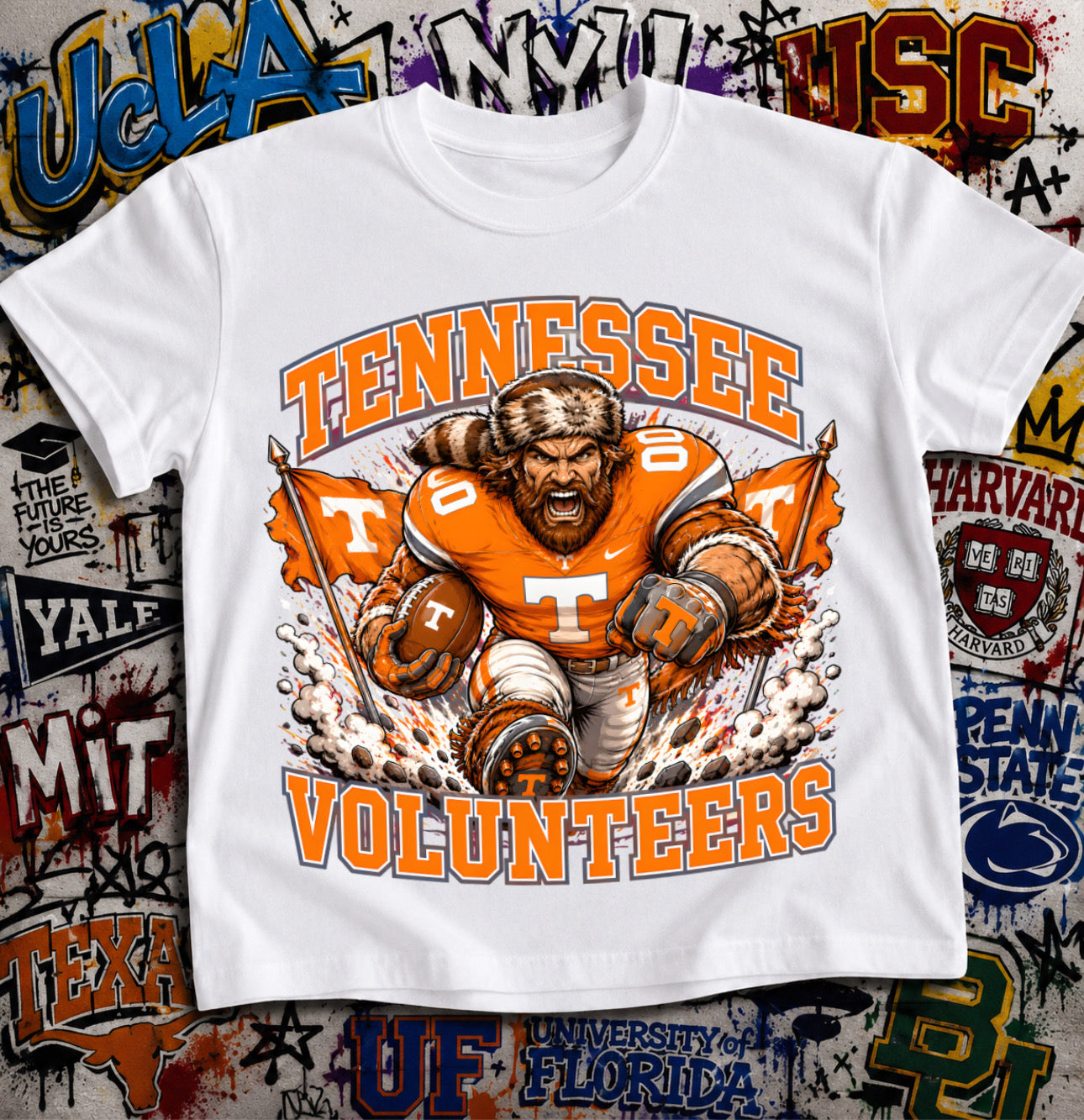 Tennessee Volunteers Football Shirt - Volunteer mascot in UT football gear