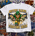 Notre Dame Fighting Irish Football Shirt - Leprechaun mascot in ND football gear