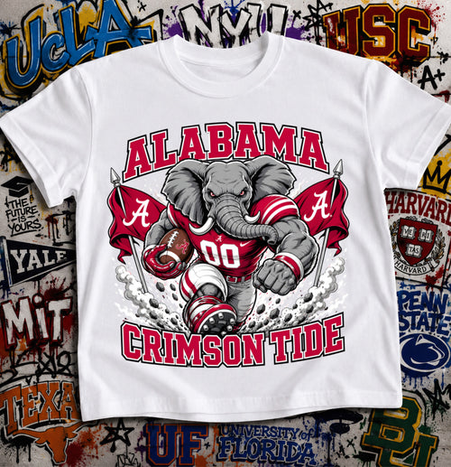 Alabama Crimson Tide Football Shirt - Big Al elephant mascot in Alabama football gear