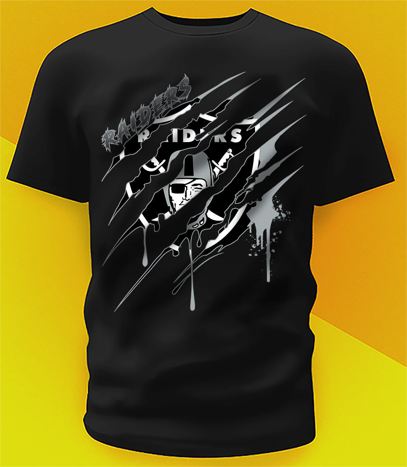 Las Vegas Raiders Ripped Claw Design Tee on black shirt