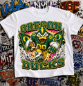 Oregon Ducks Football Shirt - Puddles the Duck mascot in Oregon football gear