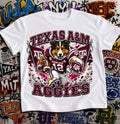 Texas A&M Aggies Football Shirt - Reveille Collie mascot in Texas A&M football gear