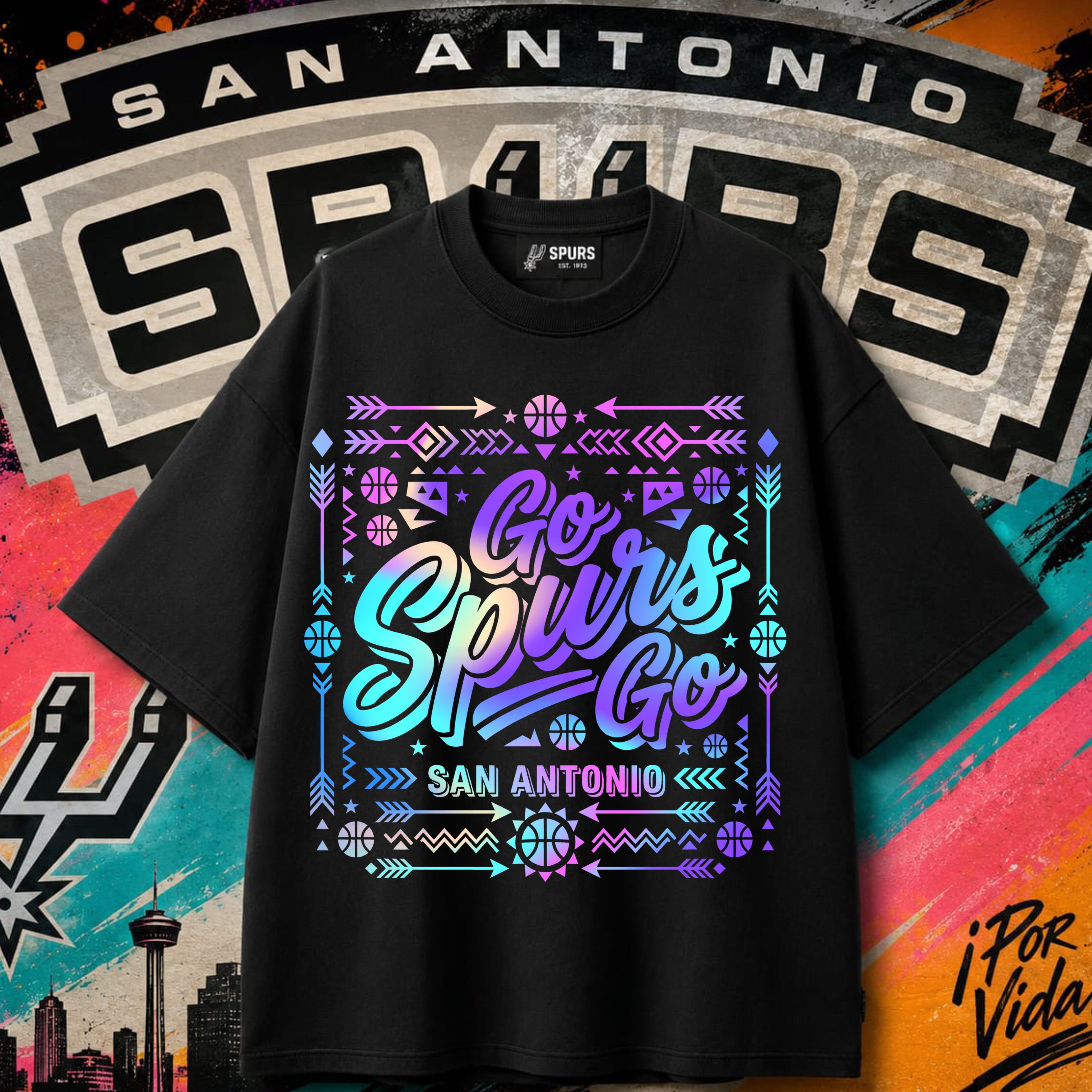 Go Spurs Go – Fiesta Aztec Tee v2