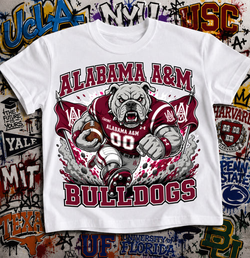 Alabama A&M Bulldogs Football Shirt - Bulldog mascot in Alabama A&M football gear