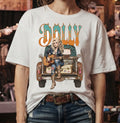 Dolly Parton Vintage Truck Graphic T-Shirt with flame lettering