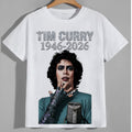 Tim Curry 1946-2026 Frank-N-Furter microphone illustrated graphic tee