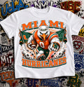 Miami Hurricanes Football Shirt - Sebastian the Ibis mascot in Miami football gear