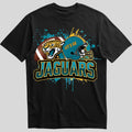 Jacksonville Jaguars splash design graphic tee on black shirt