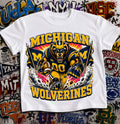 Michigan Wolverines Football Shirt - Wolverine mascot in Michigan football gear
