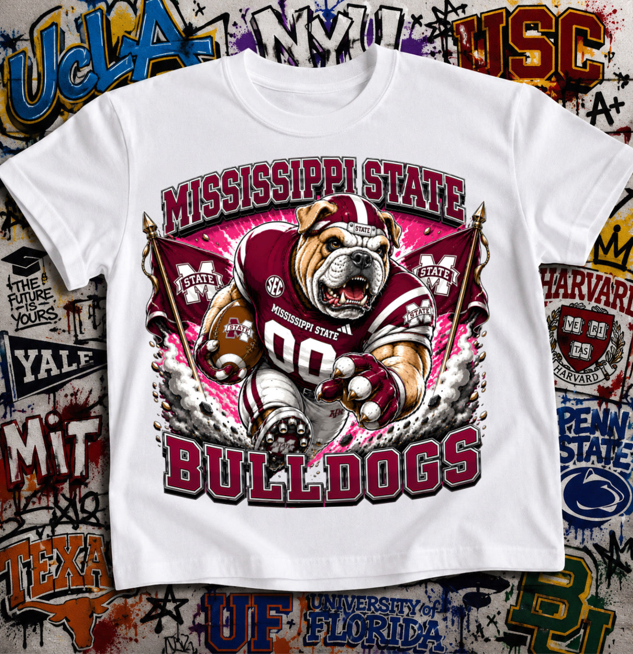 Mississippi State Bulldogs Football Shirt - Bully the Bulldog mascot in Mississippi State football gear