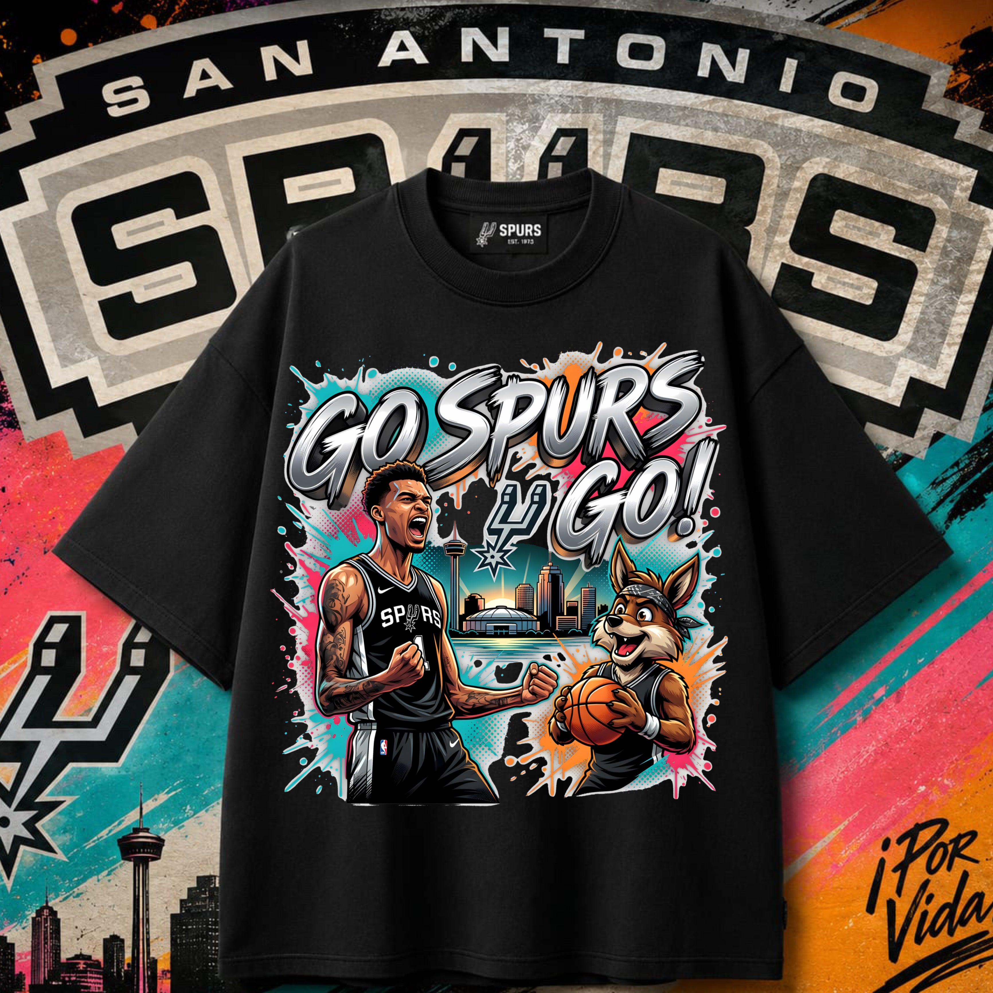 Go Spurs Go – Wembanyama Galaxy Tee