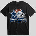 Dallas Cowboys splash design graphic tee on black shirt