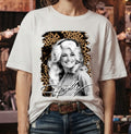 Dolly Parton Leopard Print Black and White Portrait T-Shirt